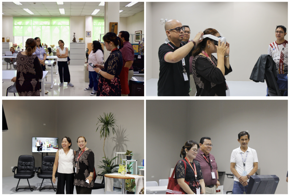 AS and MSW Reviewers during the Physical Facilities Visit at UPOU; (1) Library; (2-4) World Class Multimedia Production Building